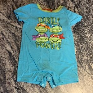 Nickelodeon Light Blue 'Turtle Power' One-Piece Footie Romper